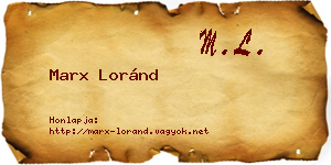 Marx Loránd névjegykártya